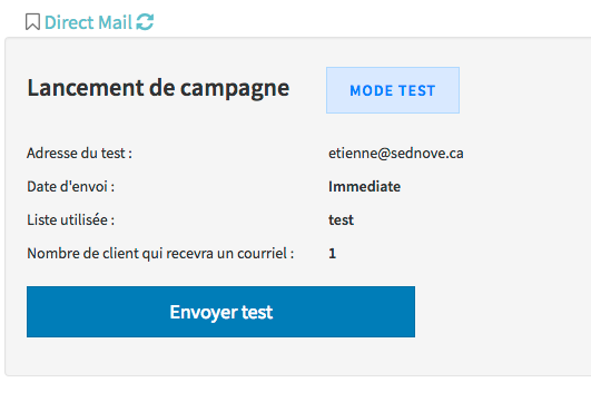 Sending a test from the campaign