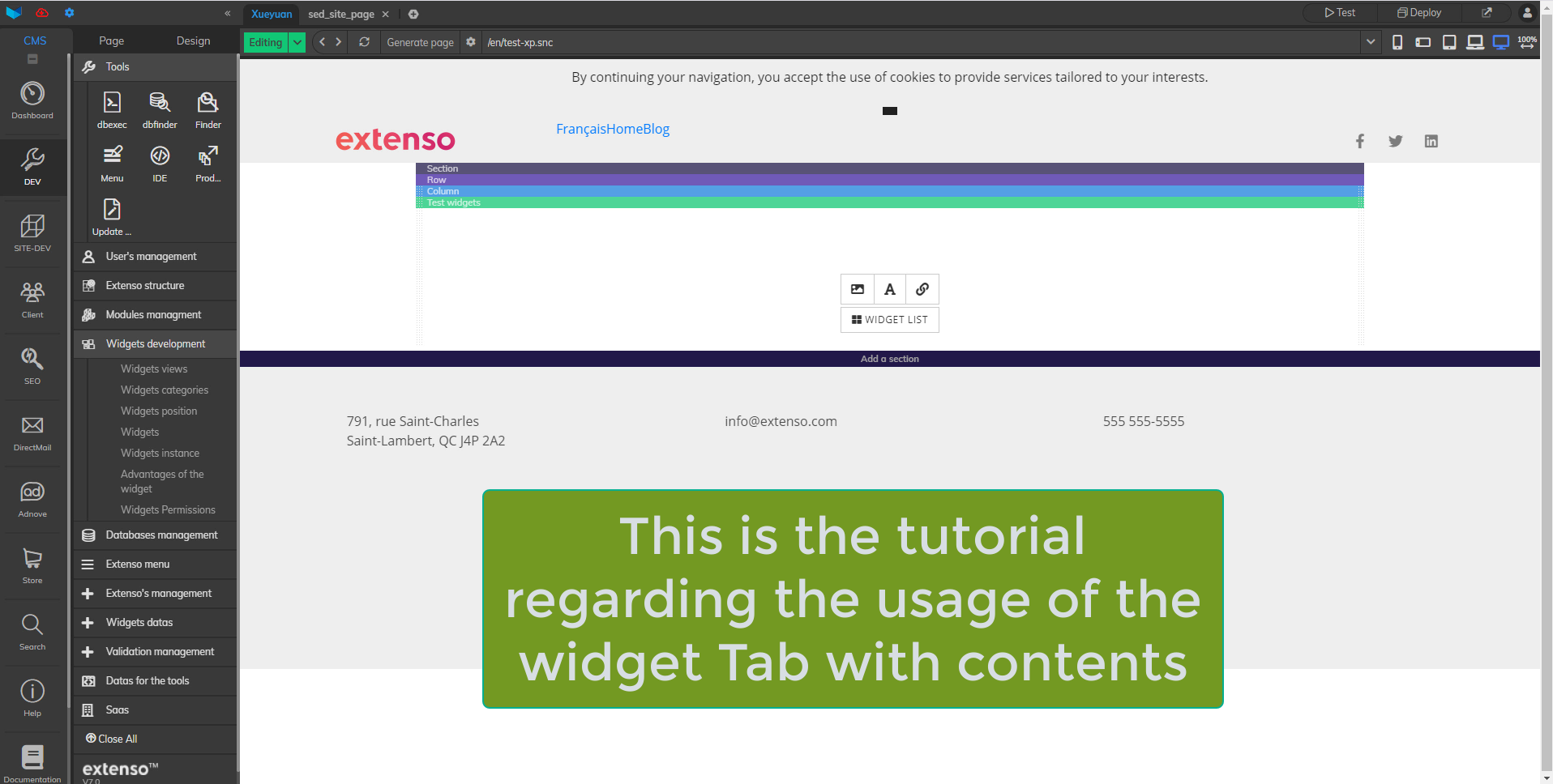 Tab with contents Widget